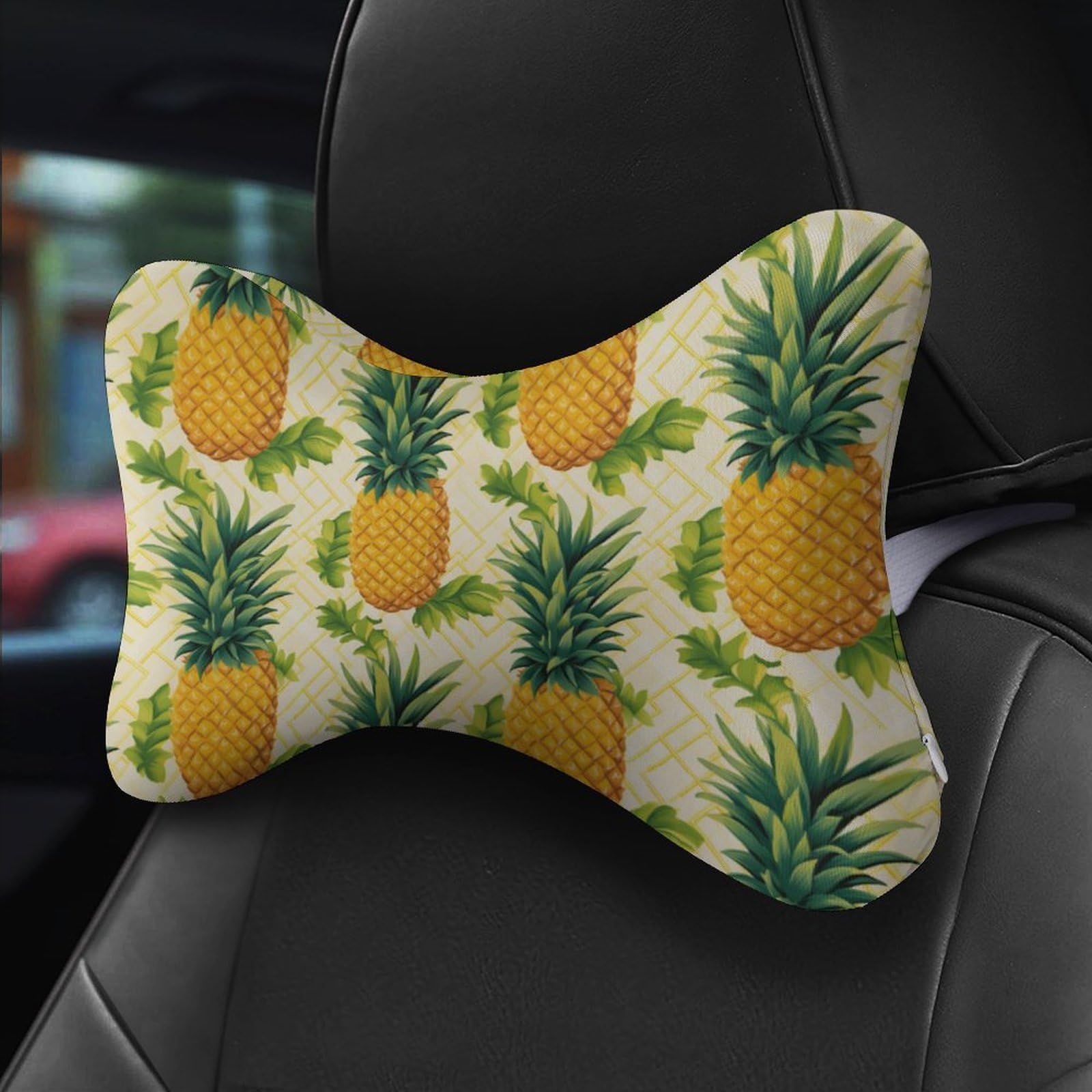 Tropical Pine Car Neck Pillow Set of 2 Car Seat Head Support Cushion Bone Pillows with Elastic Strap