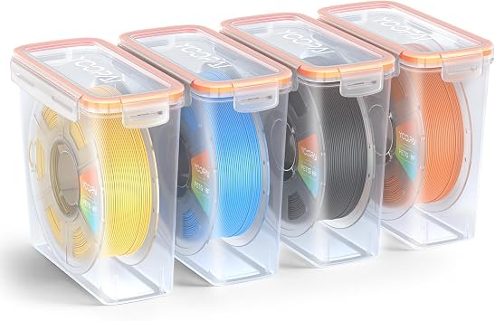 YOOPAI Pro Filament Storage Box Precision-Fit Airtight Container for Single 1KG Spools, Flat-Lid Design for Stable Stacking, Premium Desiccant Moisture Control, 3D Printer Filament Storage 4 Pack