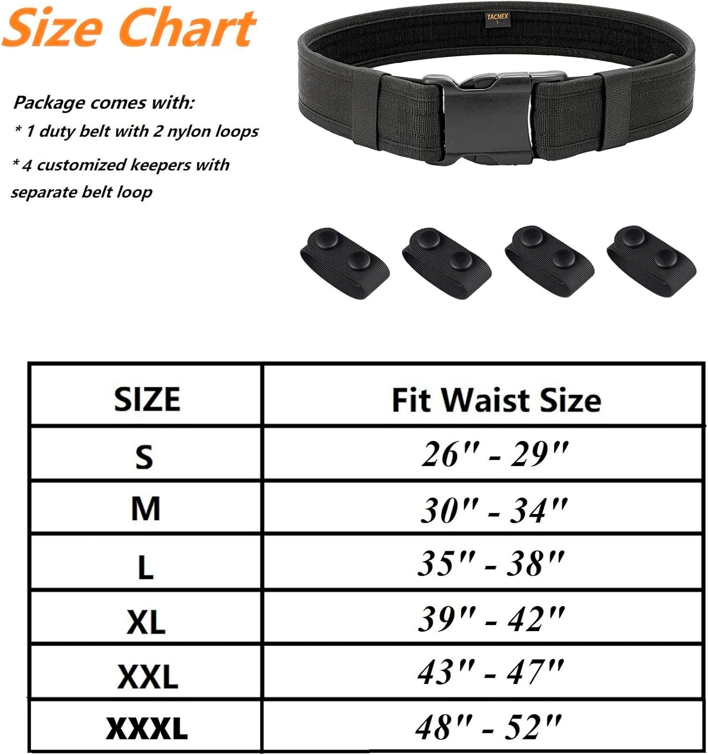 TACNEX Duty Belt 2" Nylon Utility Work Belt w/ 4 Keepers for Police Law Enforcement Corrections Security - Image 6