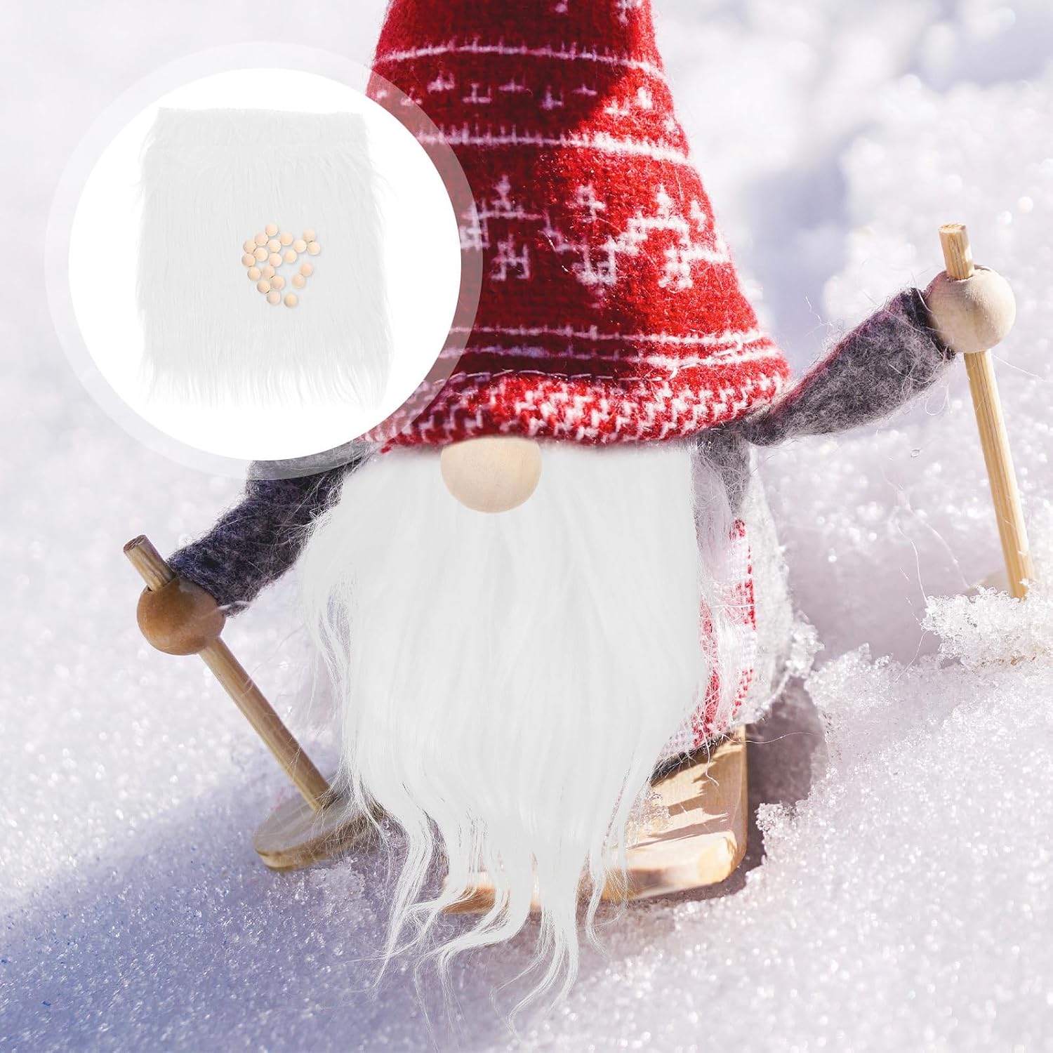 Cabilock Gnome Making Kit and Sewing with Faux Fur Fabric and Wooden Balls White Square Pillow Covers Holiday Decoration for Crafting Projects, Suitable for Handicraft Work