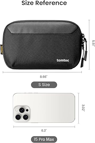 Miniatura 4 de tomtoc Bolsa organizadora de cables de viaje, organizador de accesorios electrónicos, portátil, impermeable, doble accesorio para cable, cargador,