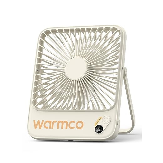 Warmco D3 Portable Travel Fan 10000mAh, Ultra-Slim, 10-24H Battery Life