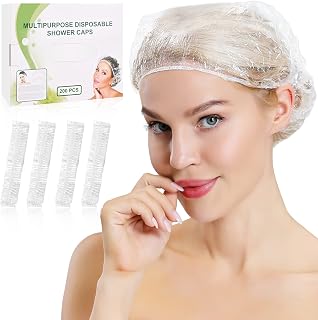 Bamlory 300PCS Disposable Shower Caps, Extra Elastic Large Shower Cap for Women- Waterproof Hair Cap for Shower Home Use Hotel and Hair Salon Plastic Shower Cap