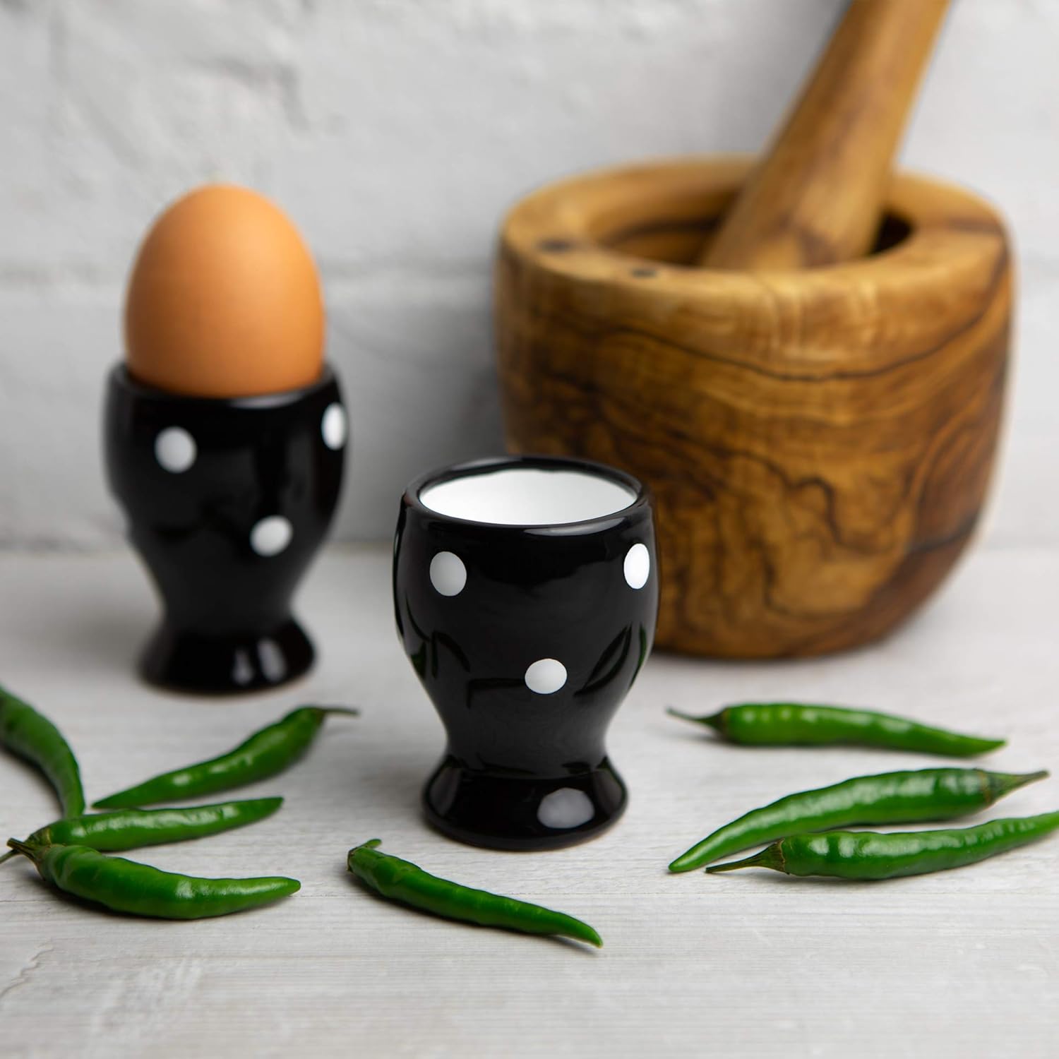 Flаѕh Dеаlѕ - 70% оƒƒ Handmade Set of 2 Black and White Polka Dot Ceramic Hard, Soft Boiled Egg Cup Set, Pottery Egg Holders, Housewarming Gift by City to Cottage® Nеw Dеаl Handmade Set of 2 Black and White Polka Dot Ceramic Hard, Soft Boiled Egg Cup Set, Pottery Egg Holders, Housewarming Gift by City to Cottage®