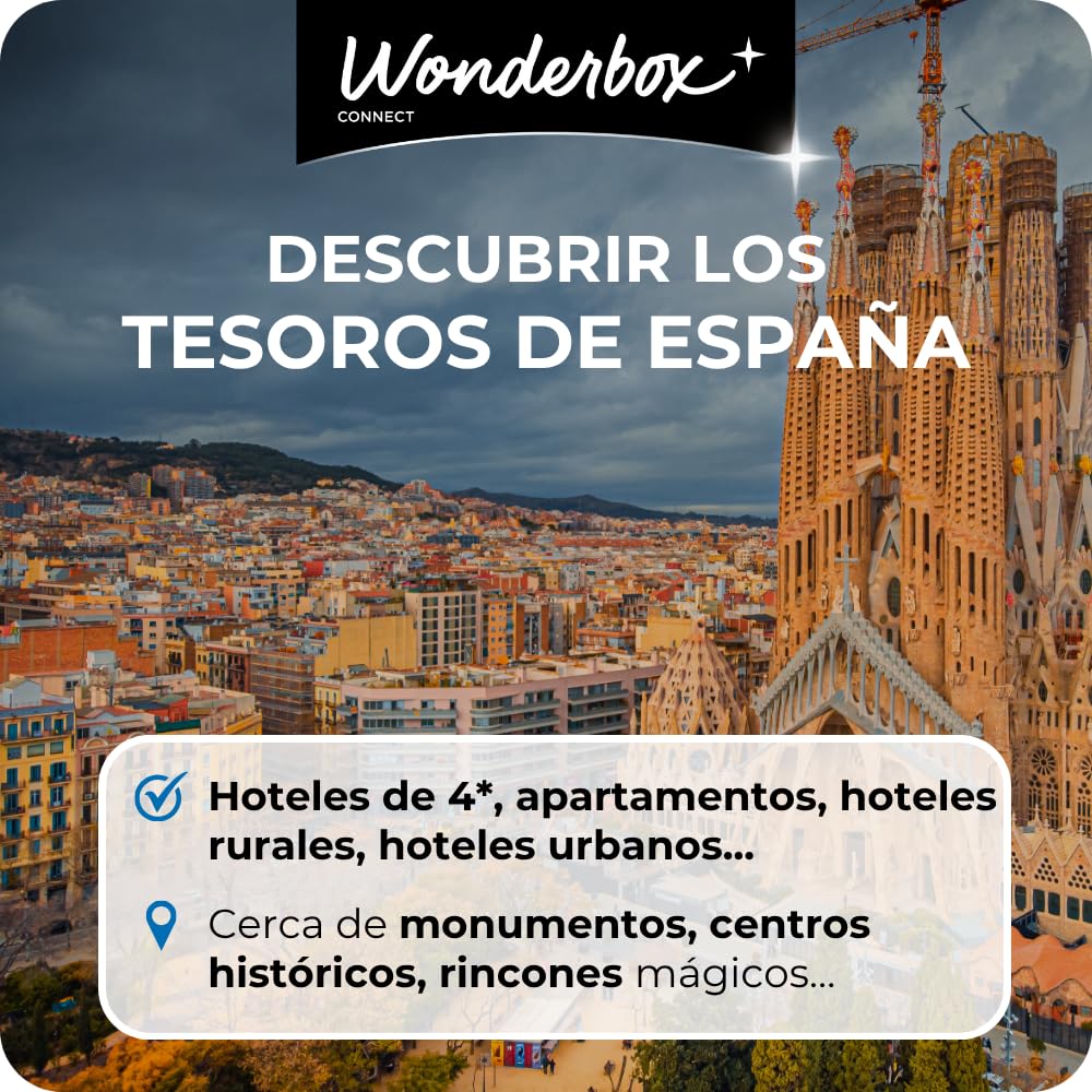 WONDERBOX – Cofre Regalo Turismo en España - De 1 a 2 Noches para 2 Personas - Escapada para Parejas - Regalar experiencias - Hoteles en Las Zonas españolas más emblemáticas