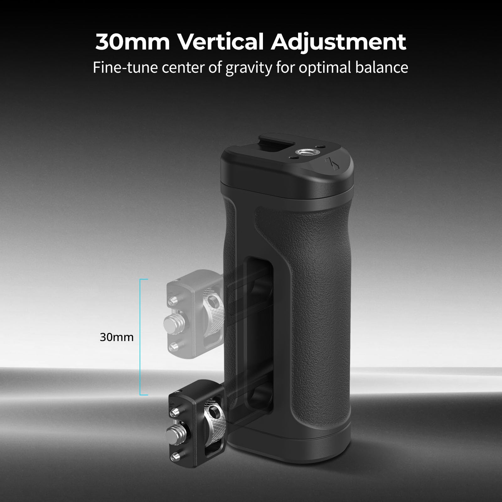 SMALLRIG Mini Poignée Latérale avec vis de Fixation 1/4"-20, Poignée Latérale pour Cage de Caméra Ambidextre, Réglable en Hauteur, avec Griffe Porte-Accessoires Intégrée, Charge Max 10 kg - 5946