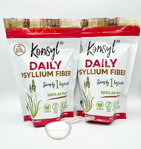Konsyl Daily - Fibra de psyllium (2 unidades, 12.7 onzas), sin OMG, vegana, apta para dieta cetogénica, suplemento de fibra en polvo