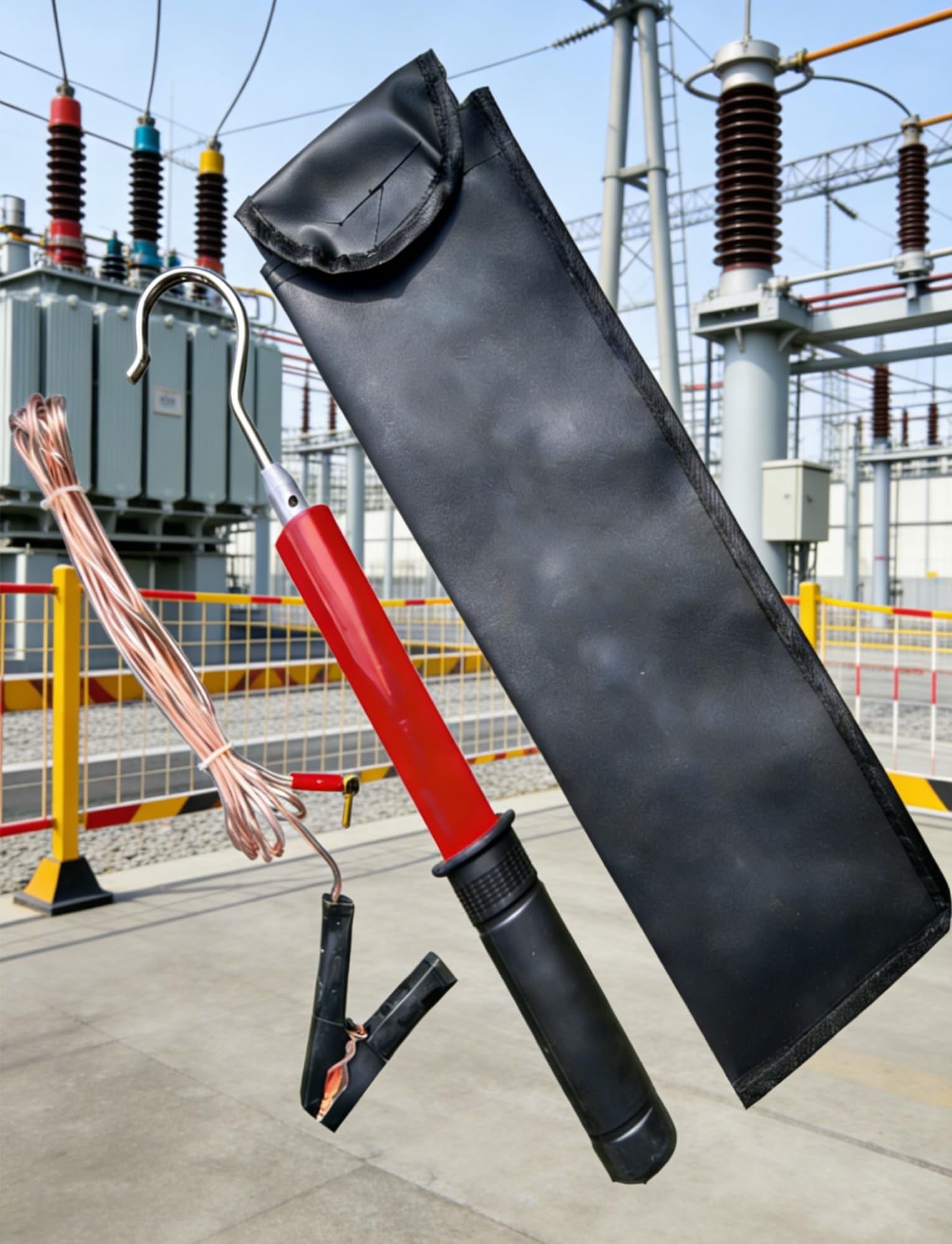 Bâton chauffant télescopique isolé en époxy pour la sécurité des lignes aériennes, tige de décharge haute tension portable pour l'entretien électrique