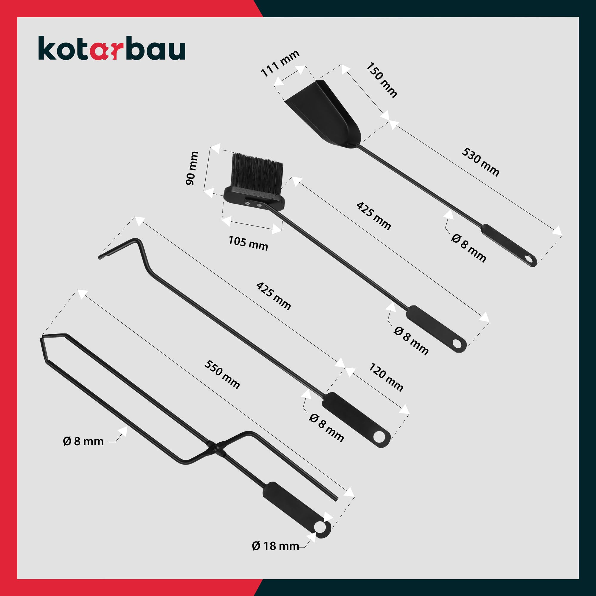 KOTARBAU® Kaminholzregal Innen Modern Ofenbesteck Kaminbesteck Schaufel Besen Kaminzange Schürhakenfür Brennholzregal Holzständer für Kaminholz Brennholzkorb Holzlager