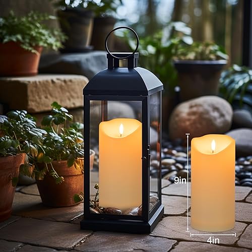 Miniatura 3 de Velas parpadeantes sin llama de 9 x 4 pulgadas con control remoto, velas temporizadoras que funcionan con pilas, velas LED para linternas al aire