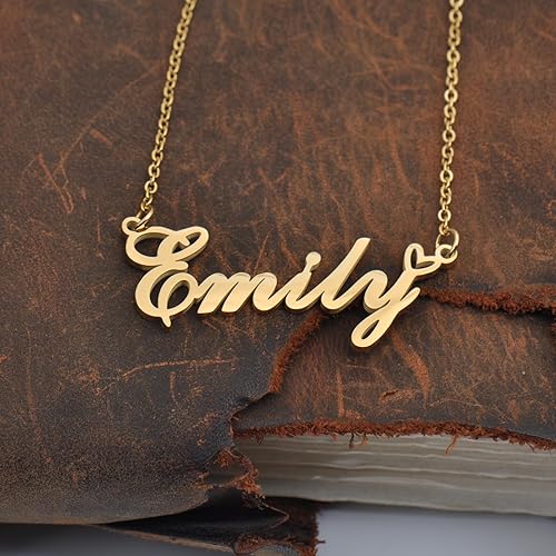 Miniatura 6 de Aoloshow Collar personalizado con nombre de corazón dorado personalizado con cualquier nombre, joyería de acero inoxidable para graduación de mujer