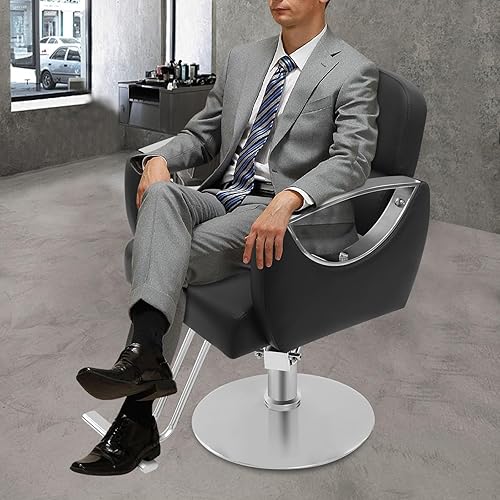 Miniatura 10 de Silla de peluquería para estilista, silla de peluquería para el hogar, altura ajustable y giratoria de 360°, sillas de salón de belleza, spa,