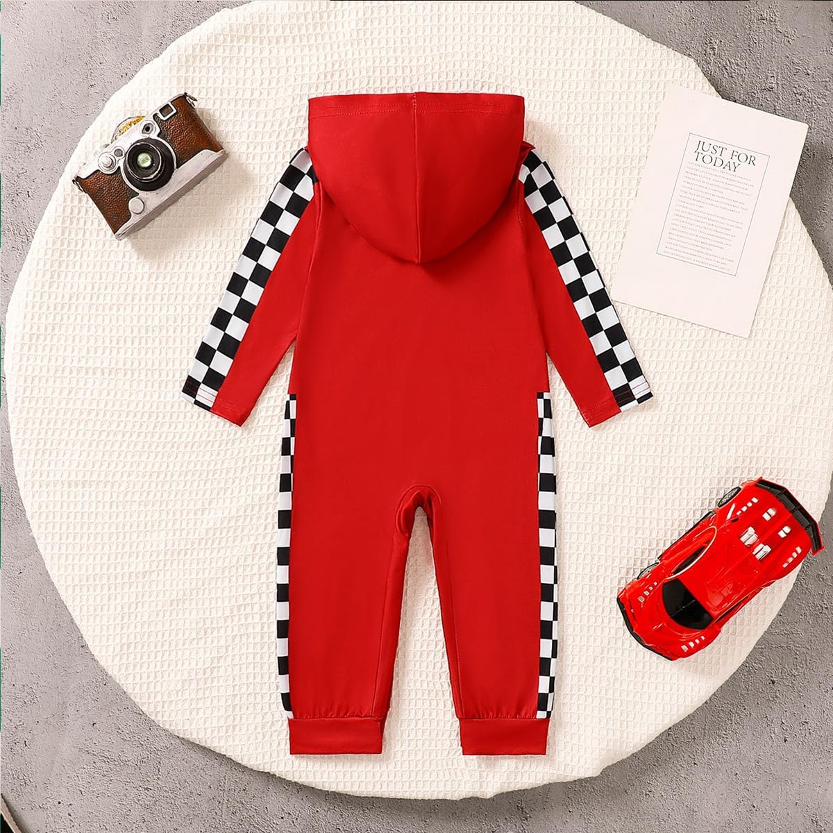 Baby Boy 1st Birthday Outfit One Year Old Birthday Clothes First Birthday Race Car Driver Hooded Romper - Image 3
