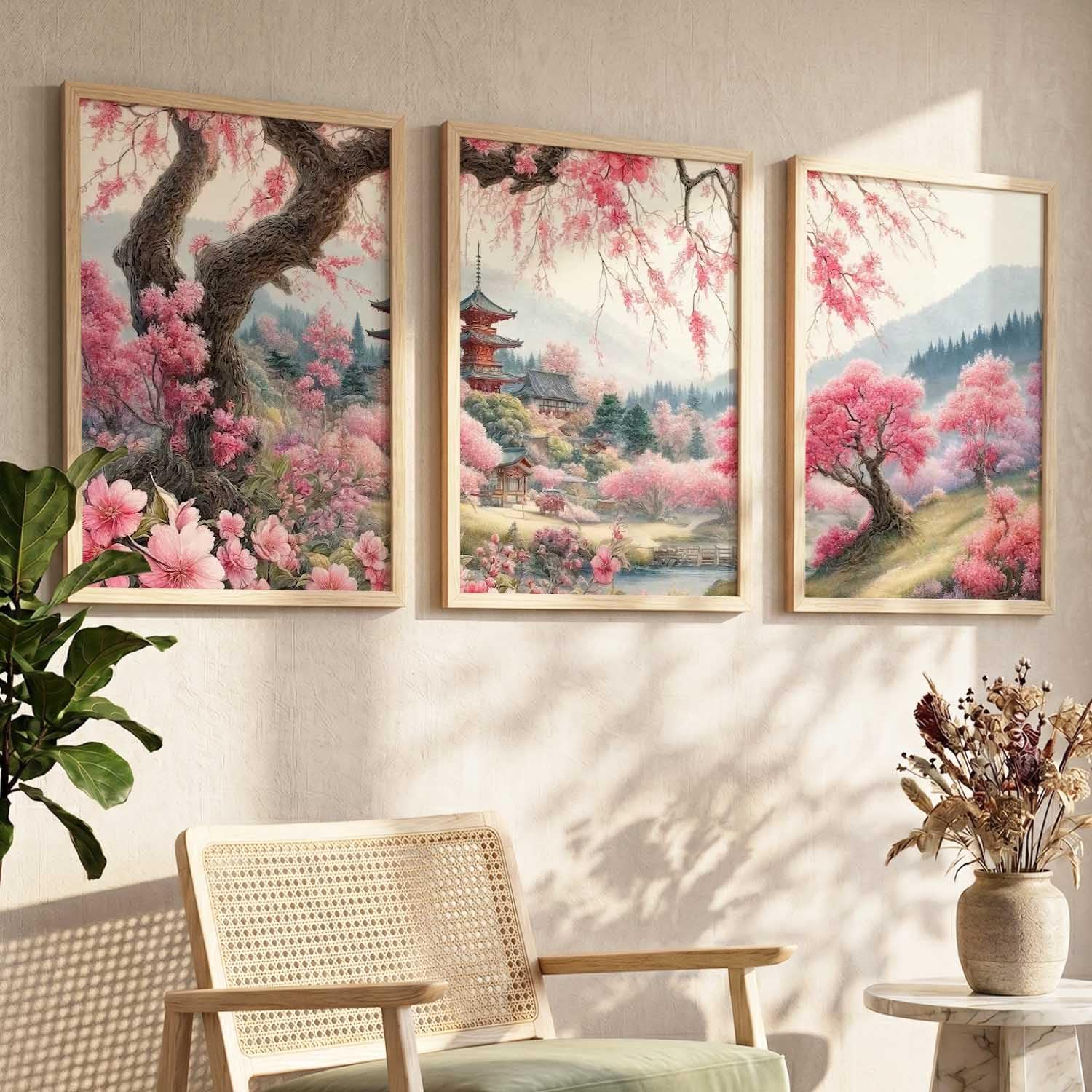 Mountain Wall Art Set - 3 Framed Paintings -23