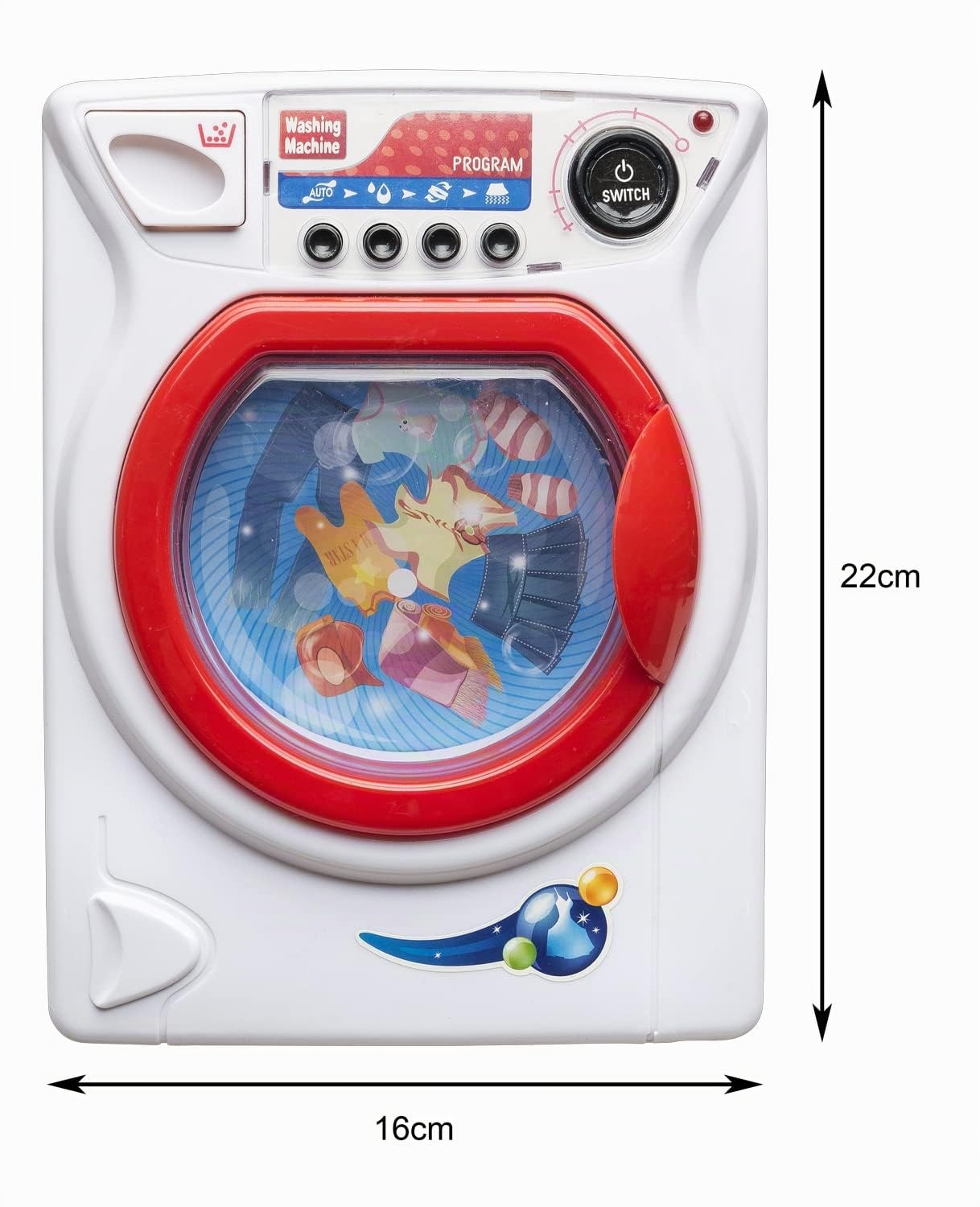 Idena 40469 - Machine à Laver pour Enfants avec Effets sonores et Lumineux, Chargement Frontal avec 4 programmes et Tambour de Lavage Rotatif, Jouet pour l'apprentissage des compétences Pratiques
