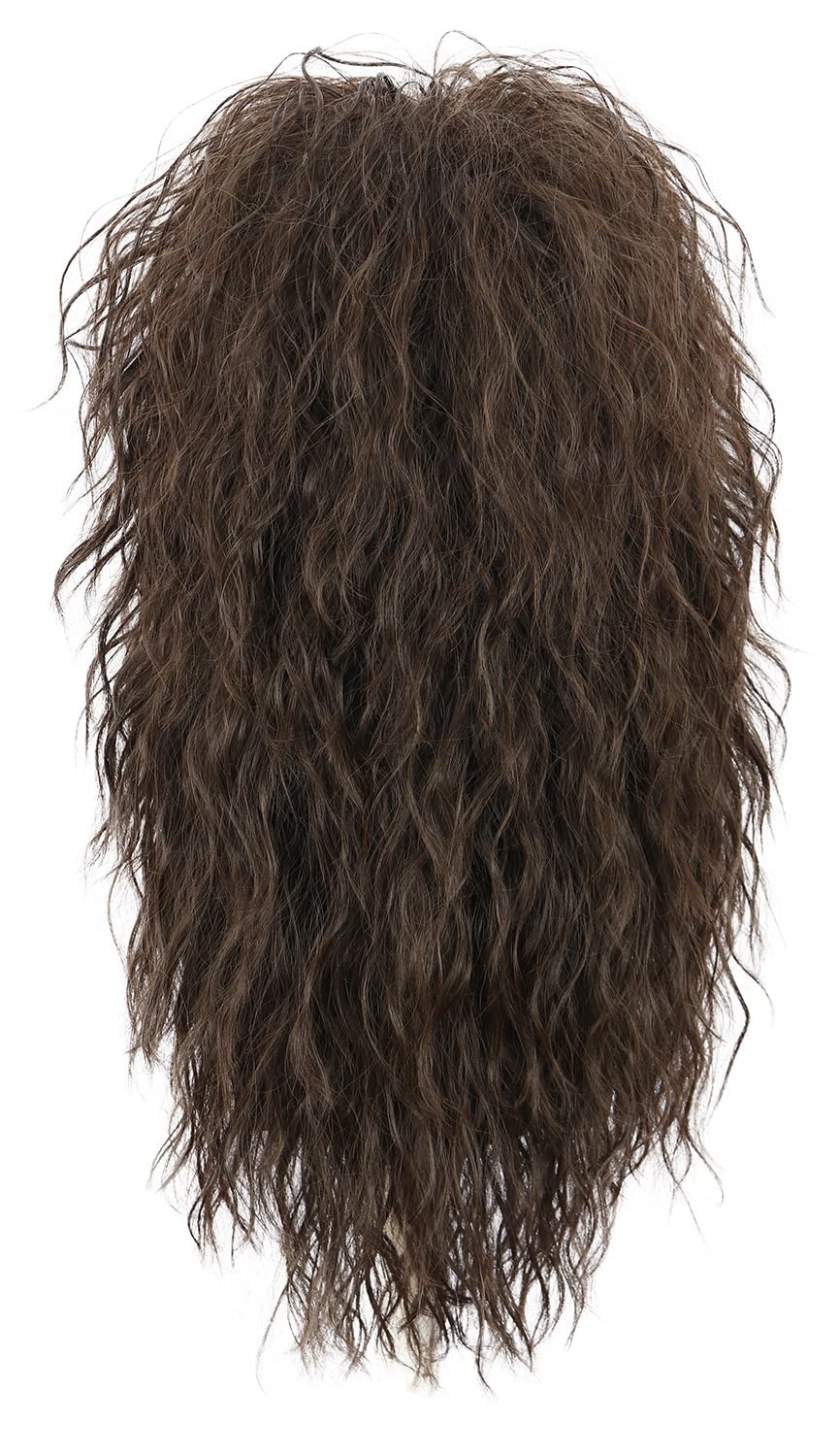 Karlery Perruque Mulet Longue Bouclée Marron pour Hommes Perruque de Rocker Punk des Années 70 et 80 pour Carnaval Halloween Cosplay Déguisement Party