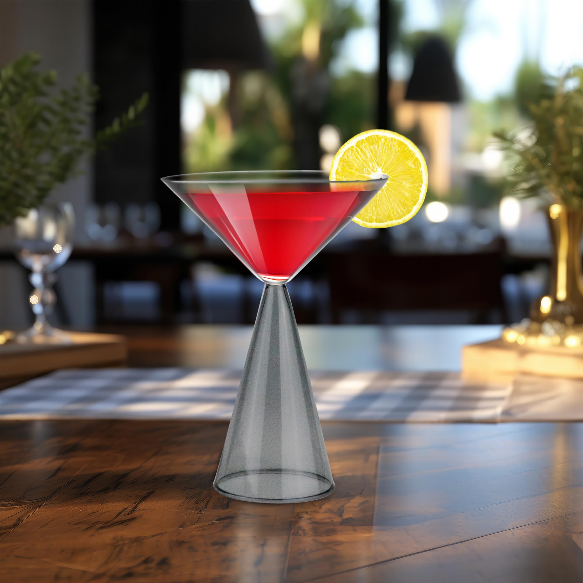 Gusto Buono Set di 4 bicchieri da Martini in borosilicato da 12,7 x 17,8 cm, 250 ml, stelo grigio
