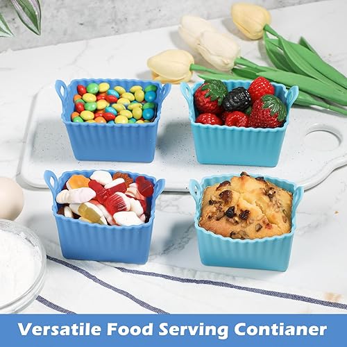 Miniatura 6 de Koluti Juego de 4 tazas rectangulares de silicona para hornear, 2 colores