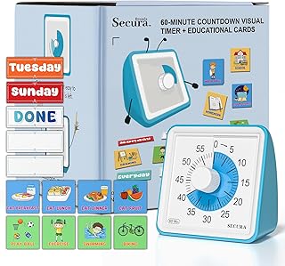 Secura Montessori Time Schedule Tasks, Special Education Autism Sensory Products, Sensory Timer with to-Do List, 60 Minute Visual Timer for Kids with Autism, ADHD Tools for School, Classroom, Home