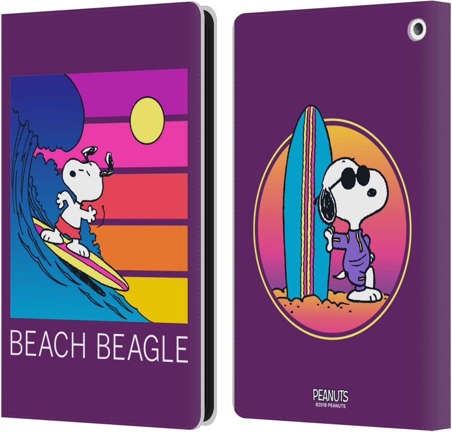 Head Case Designs Officially Licensed Peanuts Beach Beagle Snoopy Aloha Disco Leather Wallet Case Compatible with Fire HD 8/Fire HD 8 Plus 2020
