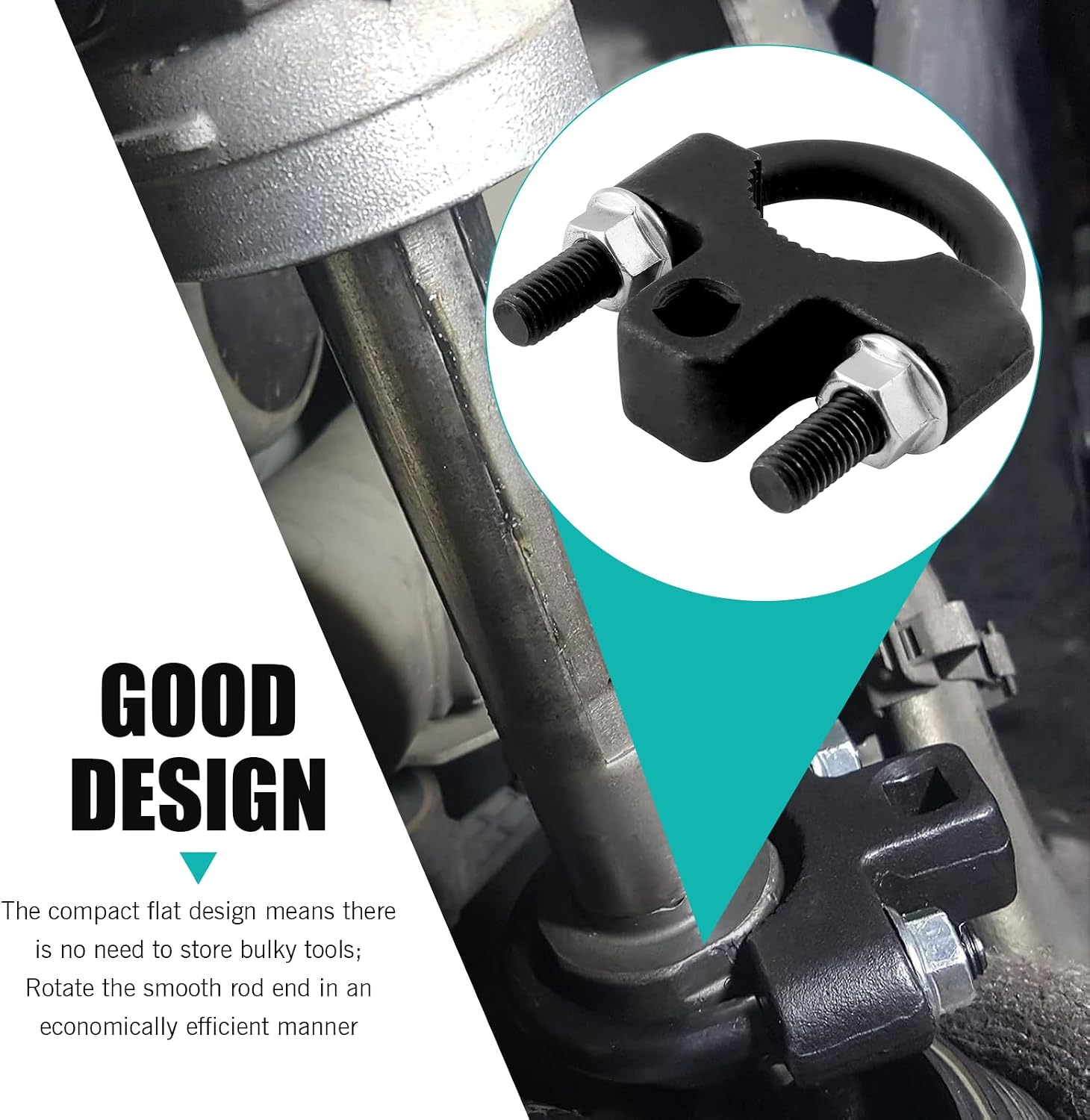 leechioInner Tie Rod Removal Tool, Structure Detachable Steering Wheel Rudder Bar Inner Tie Rod U-Wrench, Multifunctional Inner Pull Rod Tool, Universal for Most Cars Trucks (Black)