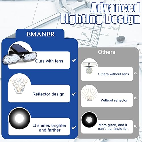 Miniatura 8 de Luces solares de movimiento al aire libre, reflector solar, modo de sensor de movimiento, luces de seguridad del atardecer al amanecer, focos de