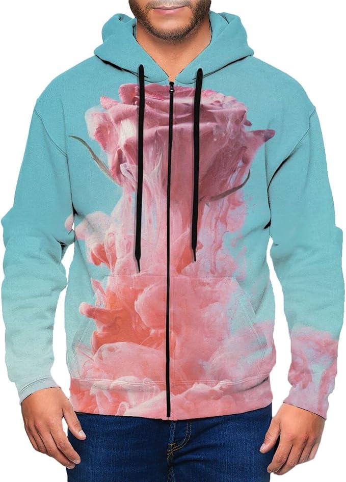 Amazon Co Jp メンズ パーカー ピンクローズとパステルインク プリント 長袖 シャツ ジップアップパーカー セーター カジュアル スウェット コート ジップアップ ライト ジャケット 春 秋 冬 服 ファッション