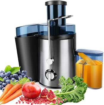 Fruit Carrot Juicer Machine, Centrifugal Juicers Whole Fruit and Vegetable Juice Maker with 2 Speed Control, Big Mouth Large 65MM Feed Chute Juice Extractor Machine, Stainless Steel, Easy to Clean