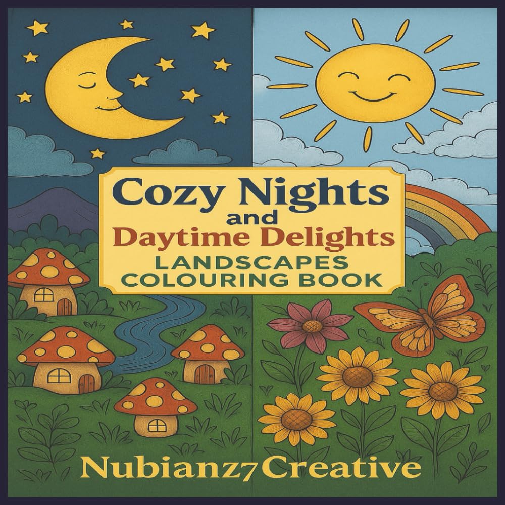 Cozy Nights & Daytime Delights: Landscapes Colouring Book | All Ages | Cute and bold fun