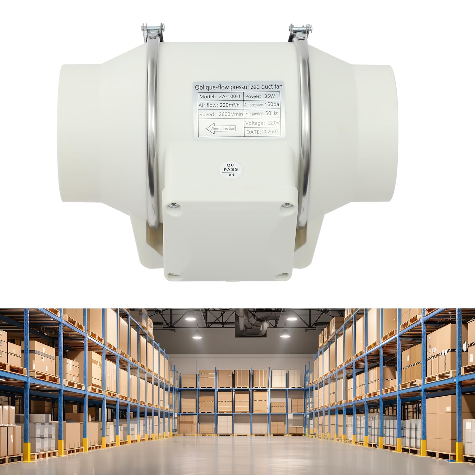 Ventilador de tubo de 28 W, ventilador de canal, ventilador de conducto en línea, con velocidad de 2600 rpm y caudal de aire de 220 m³/h para talleres, salas de moxa, salas de ajedrez, aseos, baños