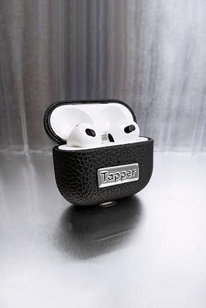 Tapper Black Leather/Silver Case for AirPods (3rd Generation)