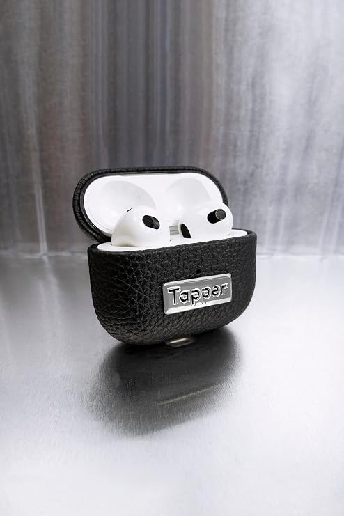 Tapper Black Leather/Silver Case for AirPods (3rd Generation)