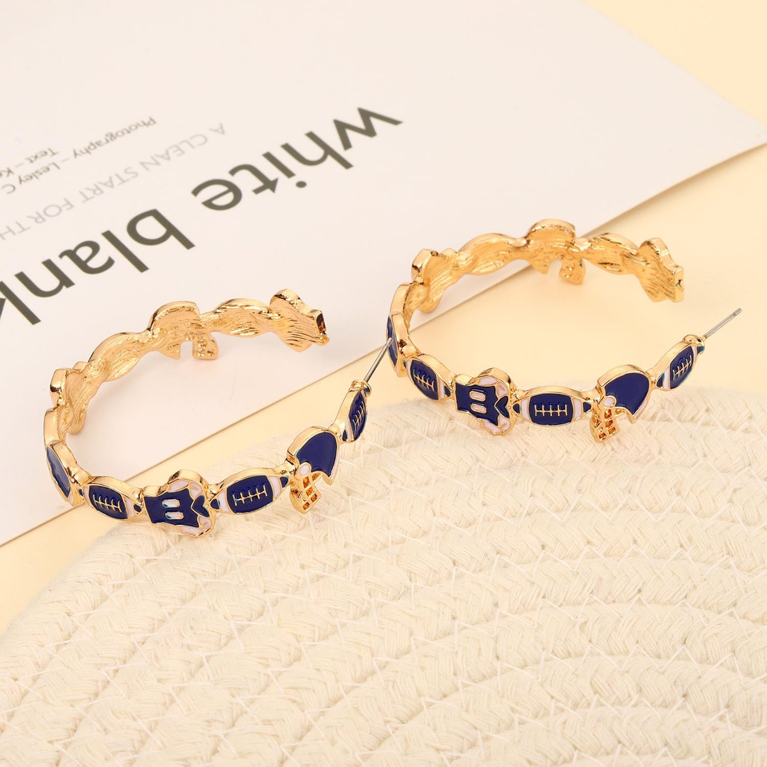 Football Earrings for Women Helmet Jersey Hoop Earrings Game Day Earrings Football Sport Team Hoop Earrings Red Blue Spirit Field Day Accessories Outfits Football Mom Gifts - Image 4