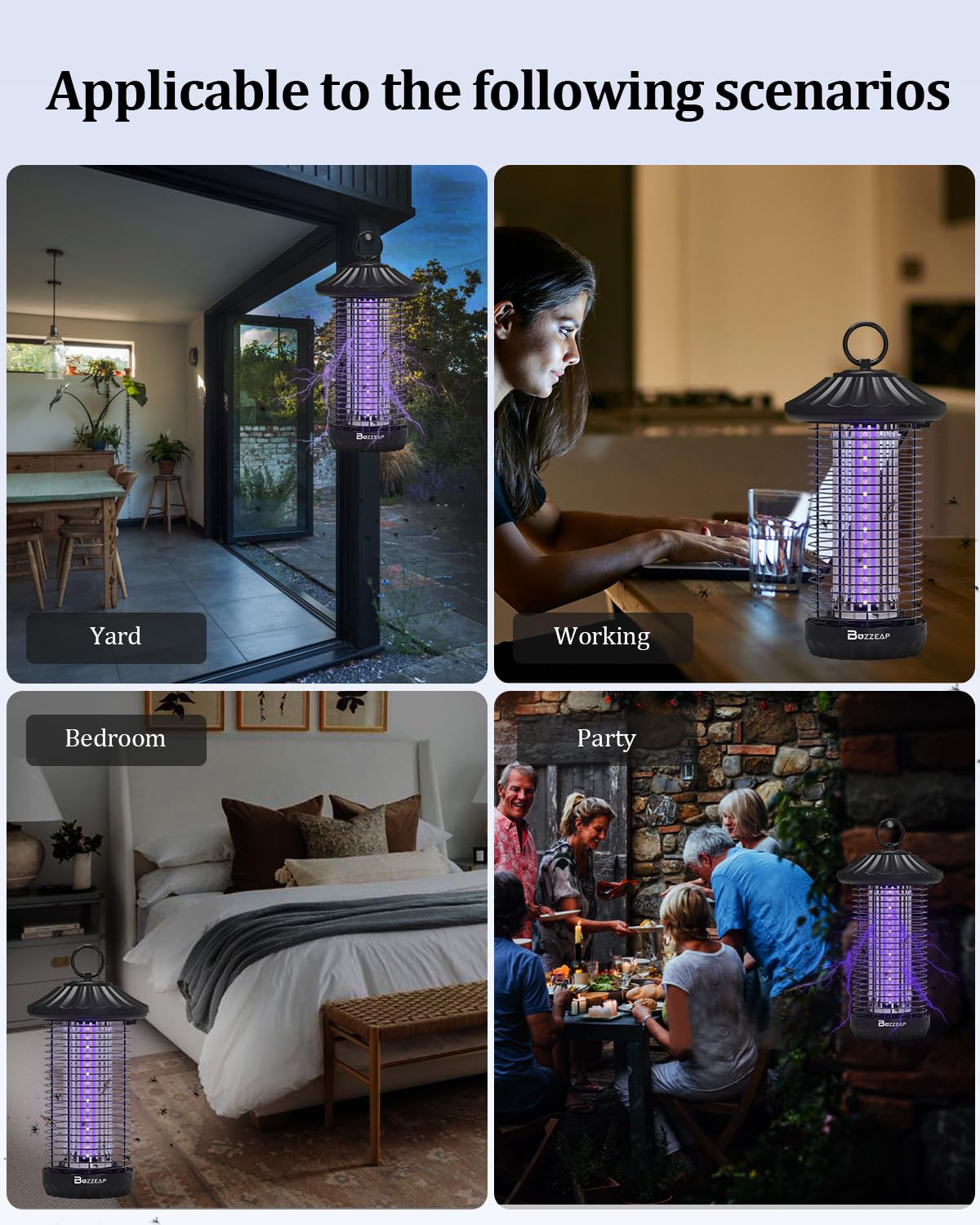 Insetticida UV, trappola per mosche elettrica con luce a LED, colore: nero