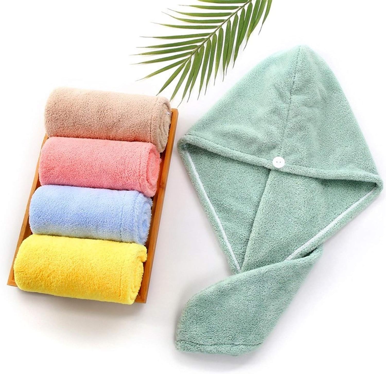 Dry Hair Towel Microfiber Towel Hair Dry Quick Drying Womens Girls Towel Quick Dry Hair Hat Cap for Man Tools Turban Head Wrap Bathing Tools (Color : Light Blue) (Yellow)