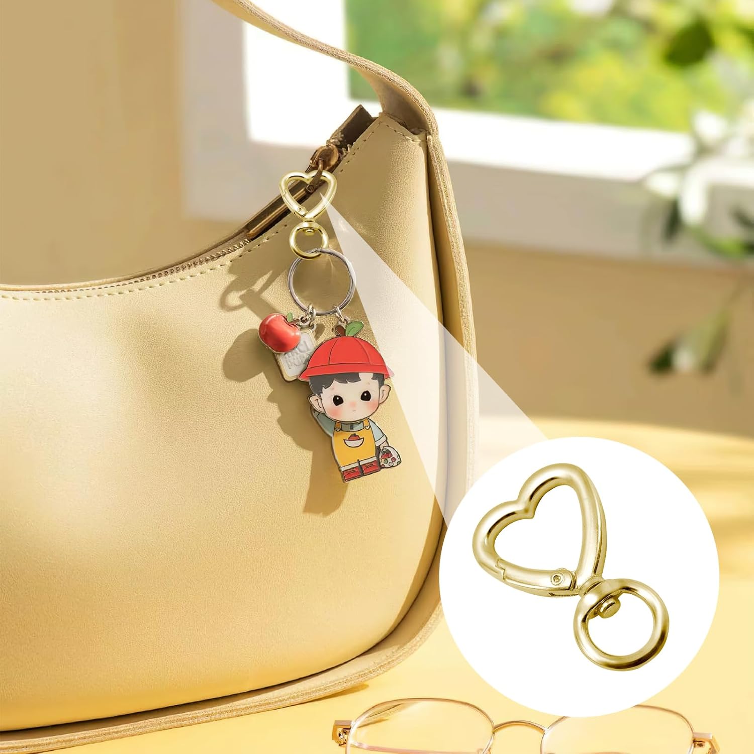 30Pcs Heart Shaped Carabiner Cute Heart Carabiner with Spring Snap Hook Zinc Alloy Swivel Keychain Clip Accessions for DIY Backpack Purse Luggage Tag - Image 5