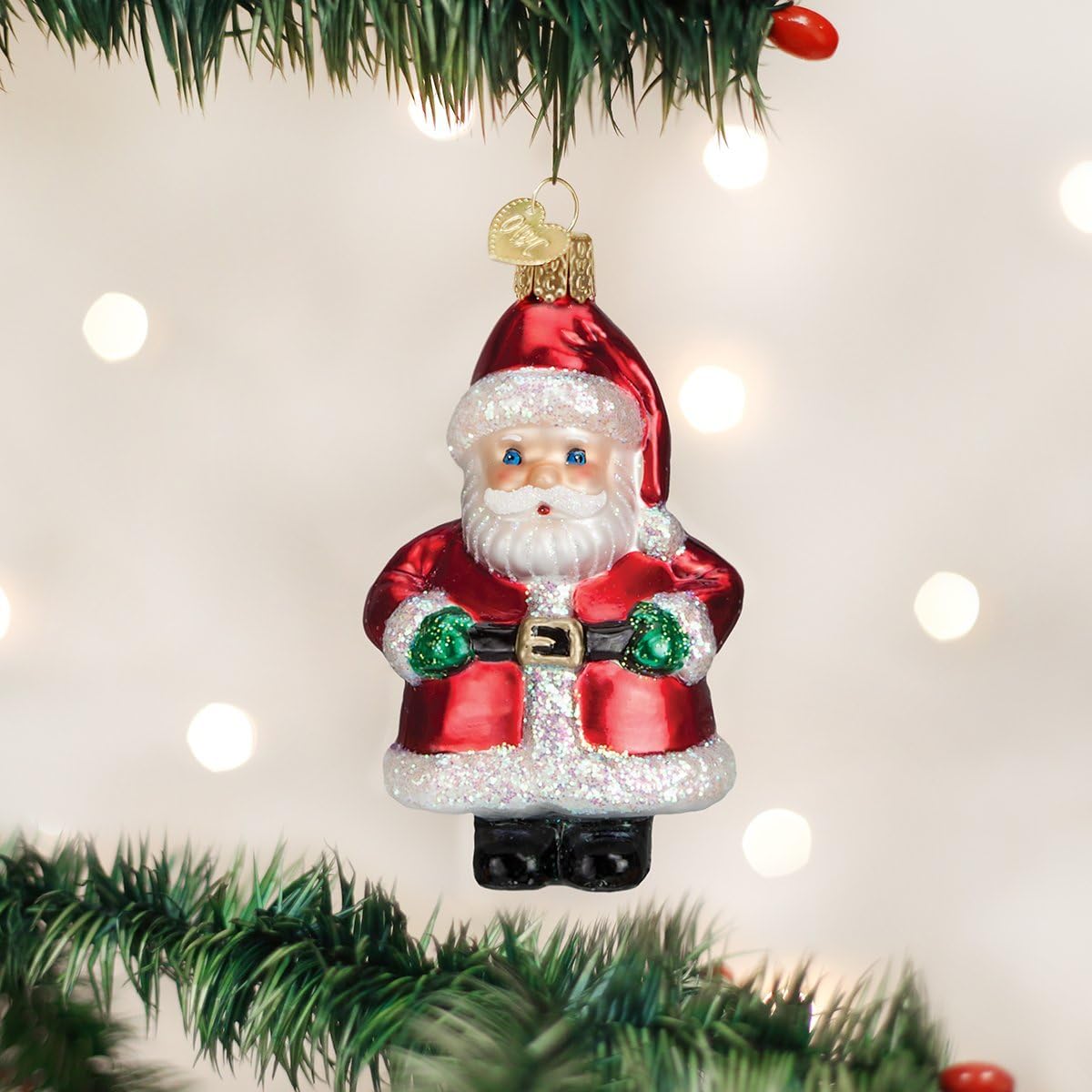 Old World Christmas Short Stuff Santa Glass Blown Ornament for Christmas Tree, Handcrafted Holiday Decoration, Santa Collection - Image 2