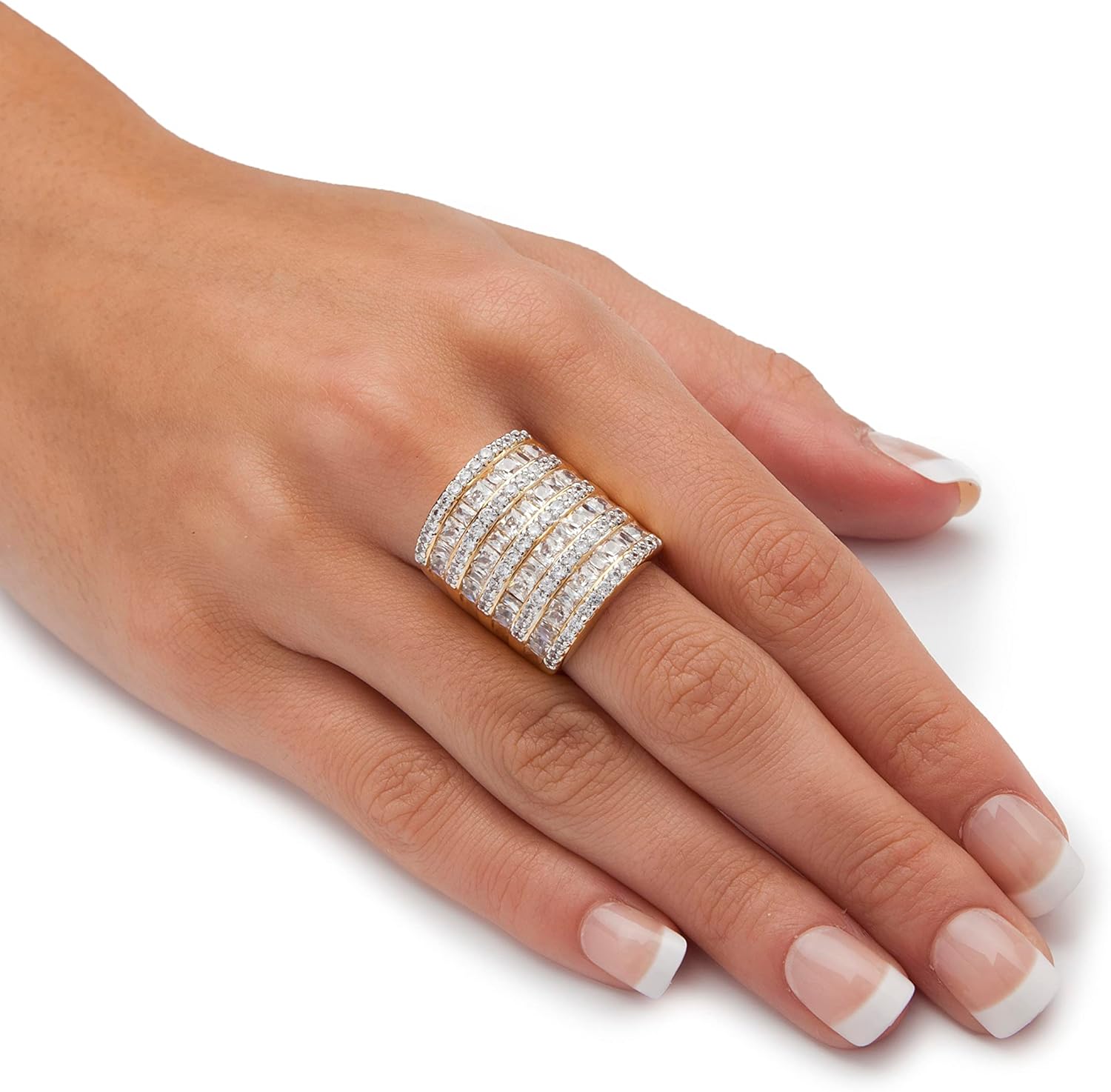 Palm Beach Jewelry 14K Yellow Gold Plated Princess Cut Cubic Zirconia Channel Set Ring - Image 3