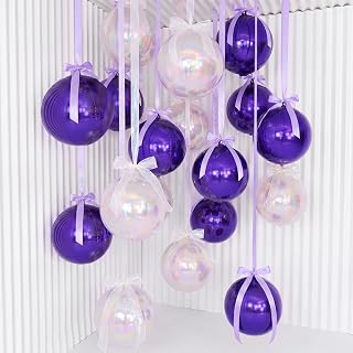 36 Pcs 22" Purple Iridescent Round Foil Balloons with Ribbons