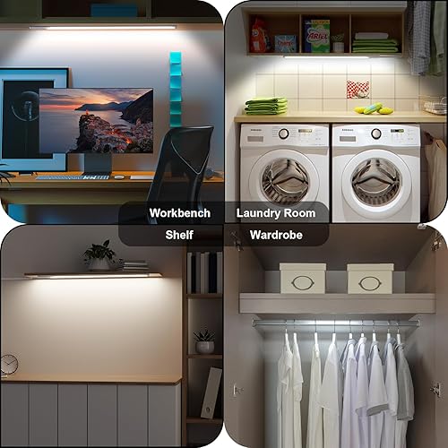 Vista 53 de Luz LED con adaptador de corriente, de 12 pulgadas, con función de memoria, blanca fría 6000 K, para debajo del gabinete, armario, mesa de trabajo