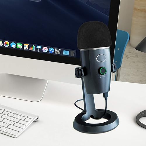 Miniatura 6 de ChromLives Funda para parabrisas de micrófono, filtro pop compatible con Yeti Nano azul, cubierta de parabrisas peludo + funda de viento de espuma