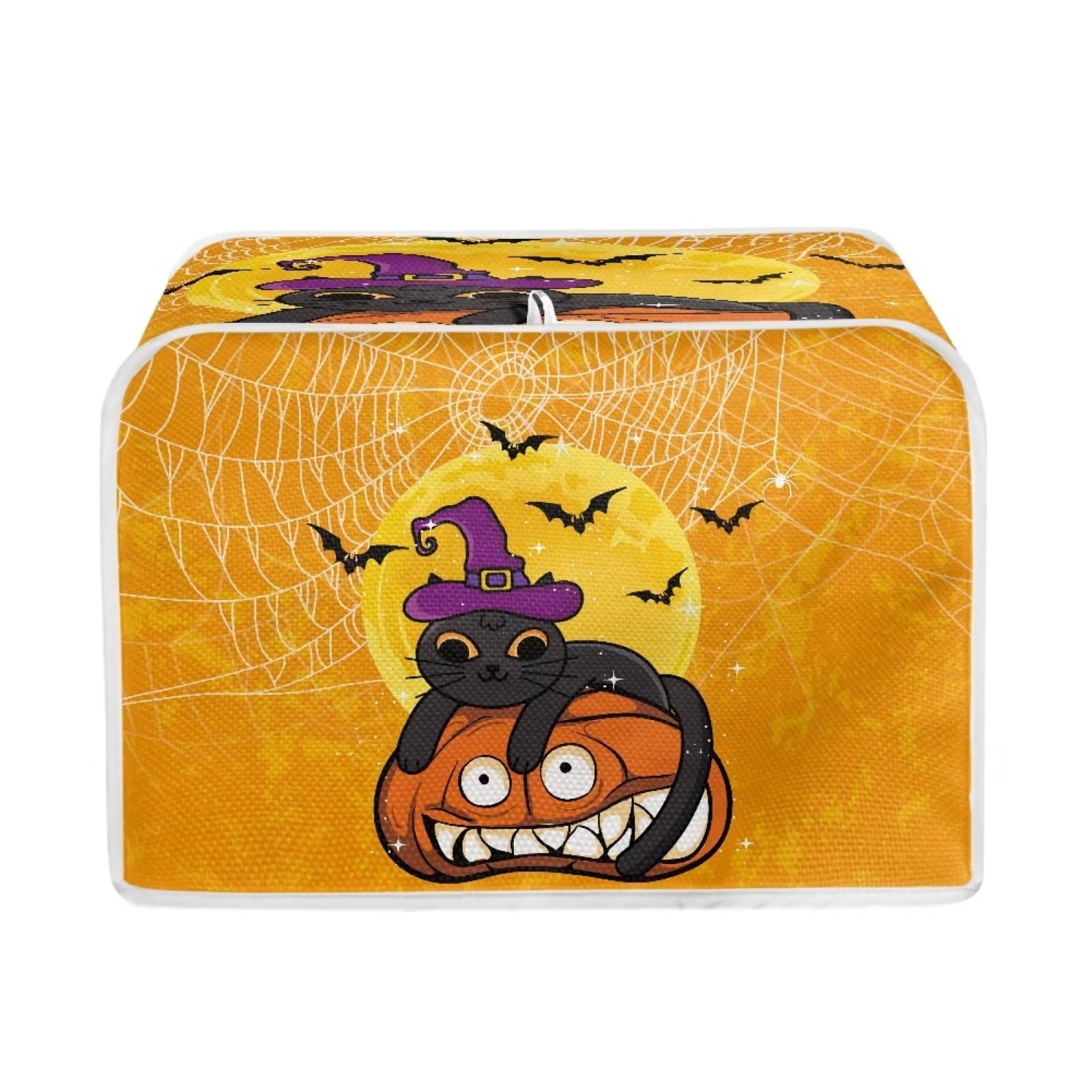 Halloween Cat Bat Toaster Cover Bread Maker Oven Microwave Oven Compatible with Most 4-Slice Toasters Dust and Fingerprint Protection Halloween Gift