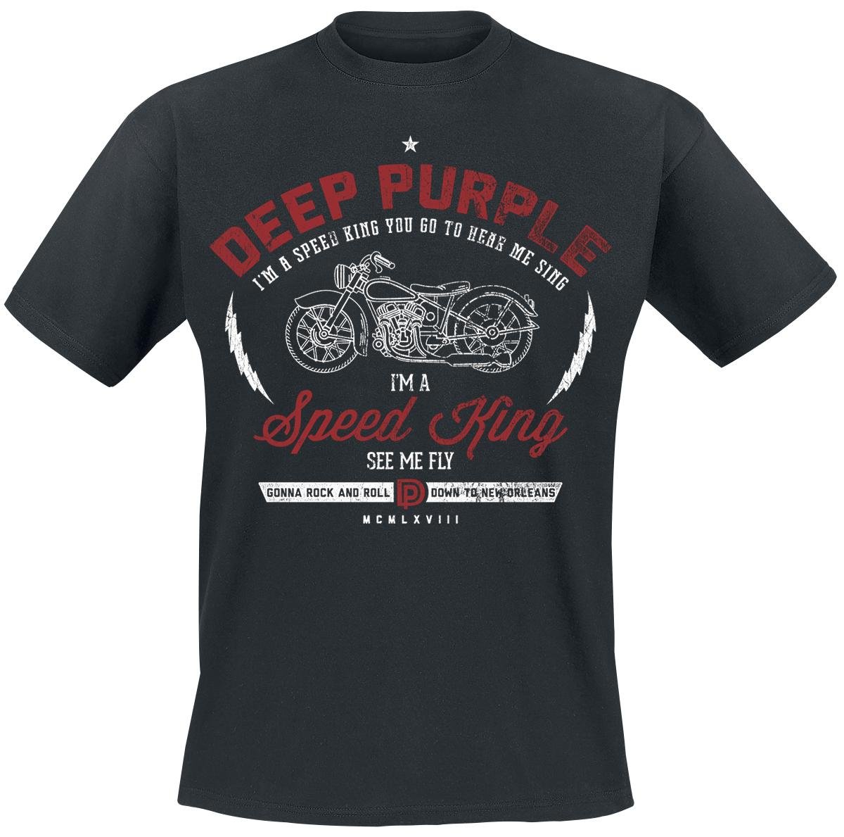 Cid Men's Black Deep Purple Speed King T-Shirt, XX-Large