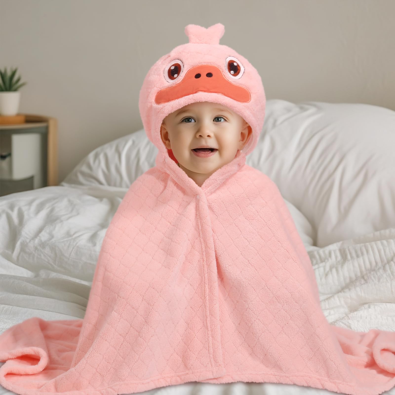 Toallas con capucha para niños pequeños, toallas con capucha de animales suaves y absorbentes para niños pequeños, paquete de 2 toallas de baño grandes de 50 x 32 pulgadas, toallas de baño