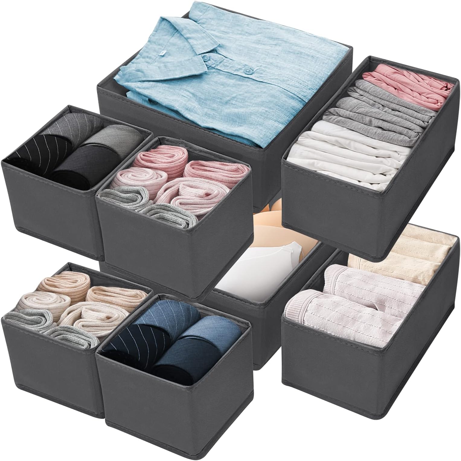 8-delige lade-organizer set voor ondergoed en accessoires - Opvouwbaar en opbergbaar in beige