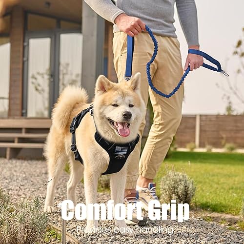 Miniatura 30 de BUMBIN Correa elástica para perro de 6 pies, correa elástica para perro con 2 asas, correas resistentes para perros medianos y pequeños, sin