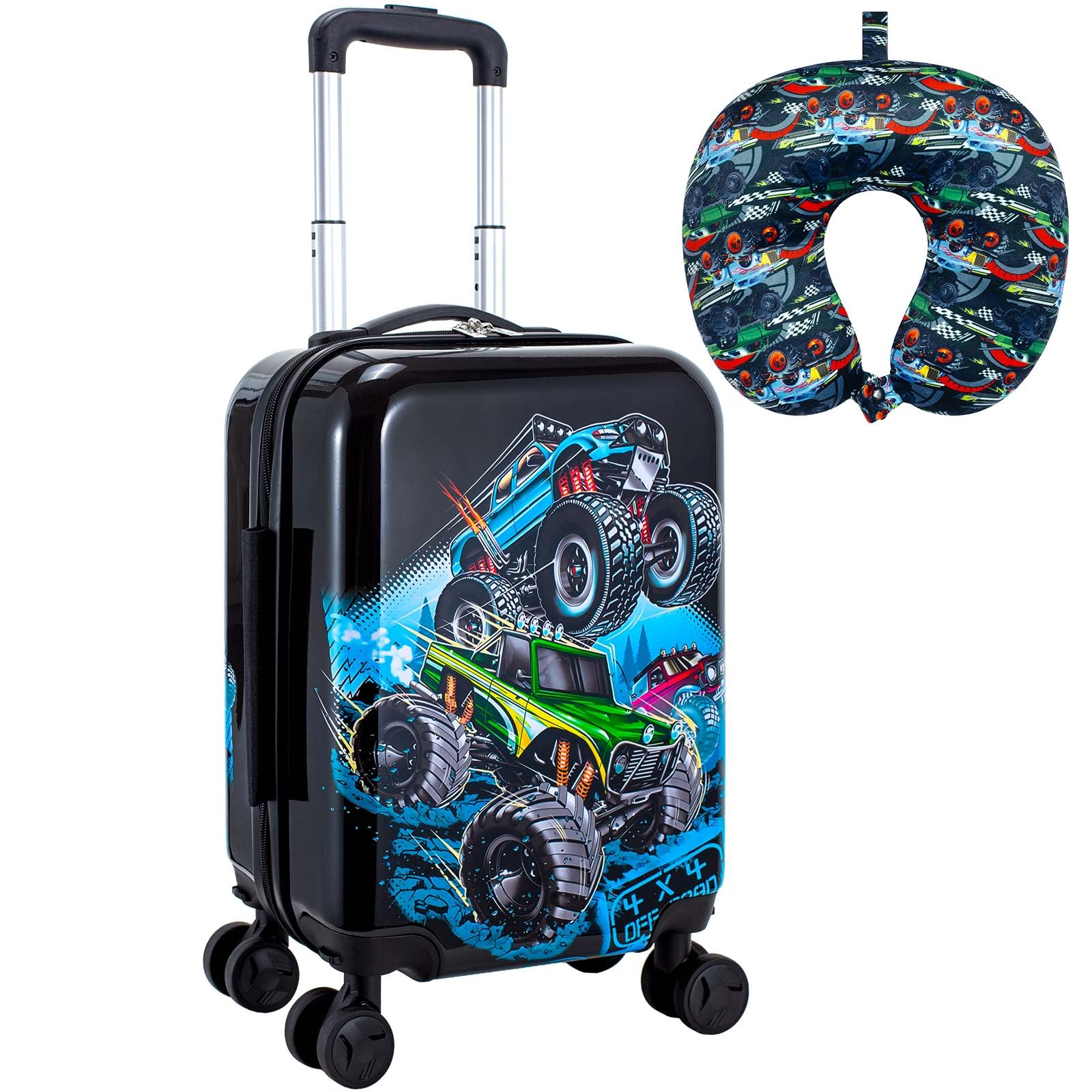 Truck Luggage with Wheels for Boys, 2PC Kids Carry-On Suitcase for Travel