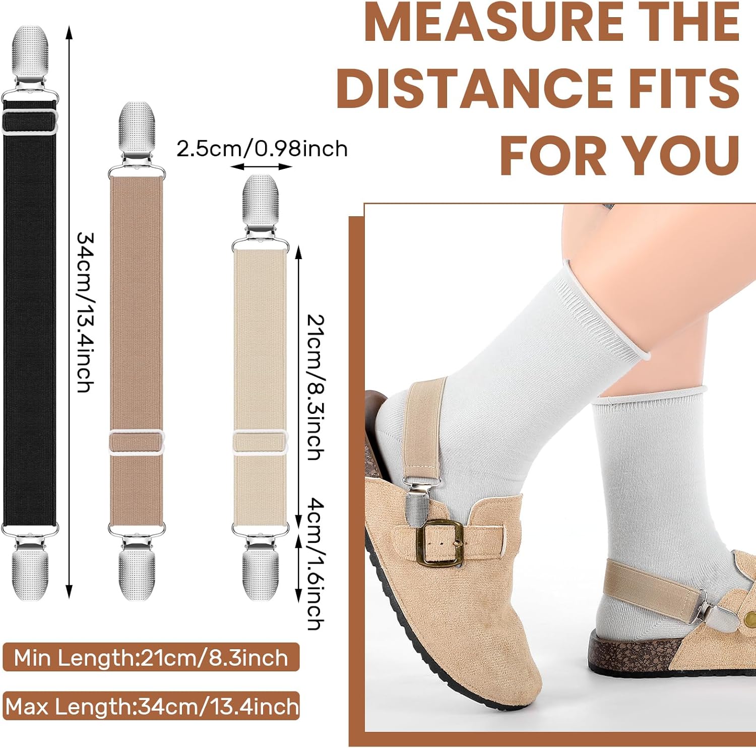 5 Pairs Elastic Shoe Straps Adjustable Anti-Loose Shoe for Mules Clogs Footbed Cork Platform Slipper Suede Leather Mules Shoes Potato Boot Sandals Cotton Slippers - Image 3