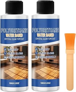 Water Based Polyurethane Wood Finish, Clear Gloss Wood Sealer & Protective Coating, Fast Drying Polyurethane for Furniture, Cabinets & Doors, Low Odor Easy Clean Up, 100ml (2)