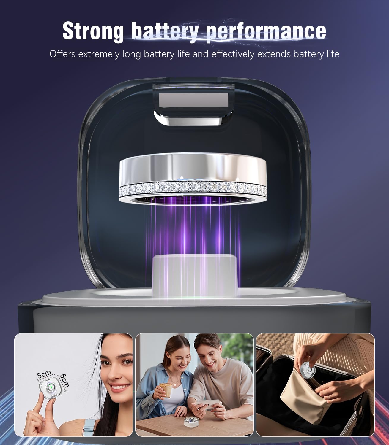 Smart Ring 10. Gen Diamant 【IP68 Wasserdicht-0 Messfehler】with Heart Rate, Sleep Monitor，mit Android und iOS(Silber 7#)
